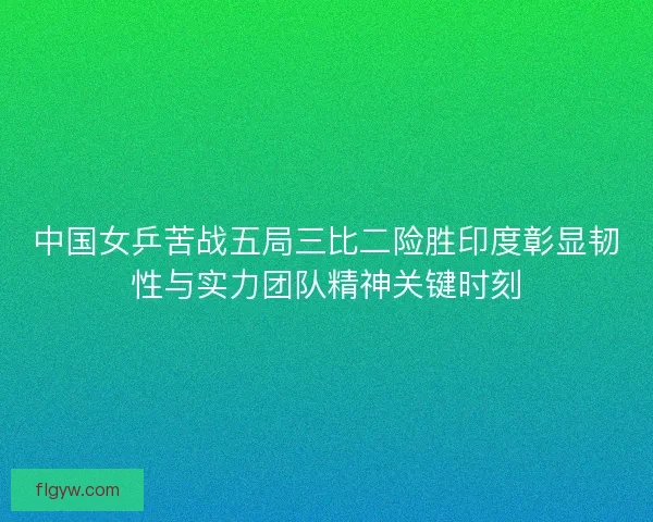 中国女乒苦战五局三比二险胜印度彰显韧性与实力团队精神关键时刻