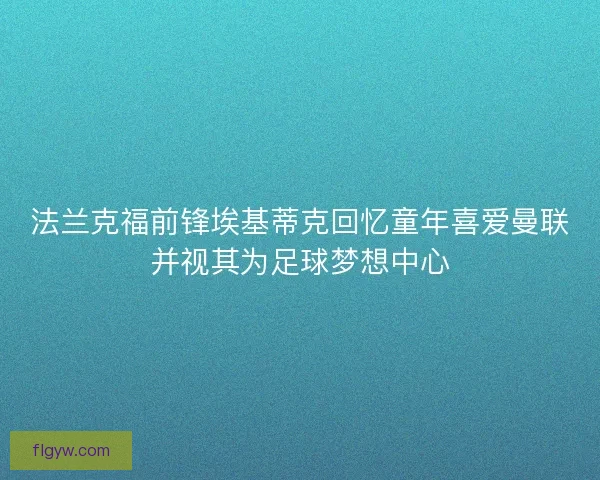 法兰克福前锋埃基蒂克回忆童年喜爱曼联并视其为足球梦想中心 法兰克福前锋埃基蒂克回忆童年喜爱曼联并视其为足球梦想中心