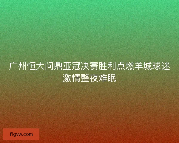 广州恒大问鼎亚冠决赛胜利点燃羊城球迷激情整夜难眠 广州恒大问鼎亚冠决赛胜利点燃羊城球迷激情整夜难眠